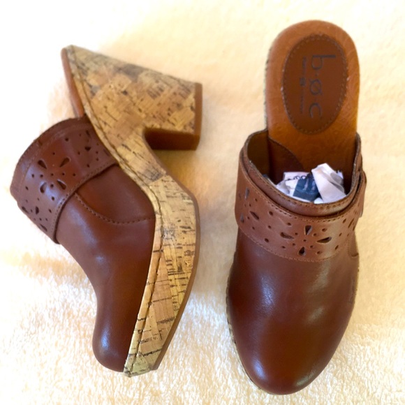 Born Shoes - LEATHER CORK PLATFORM CLOGS SZ 8 NWT